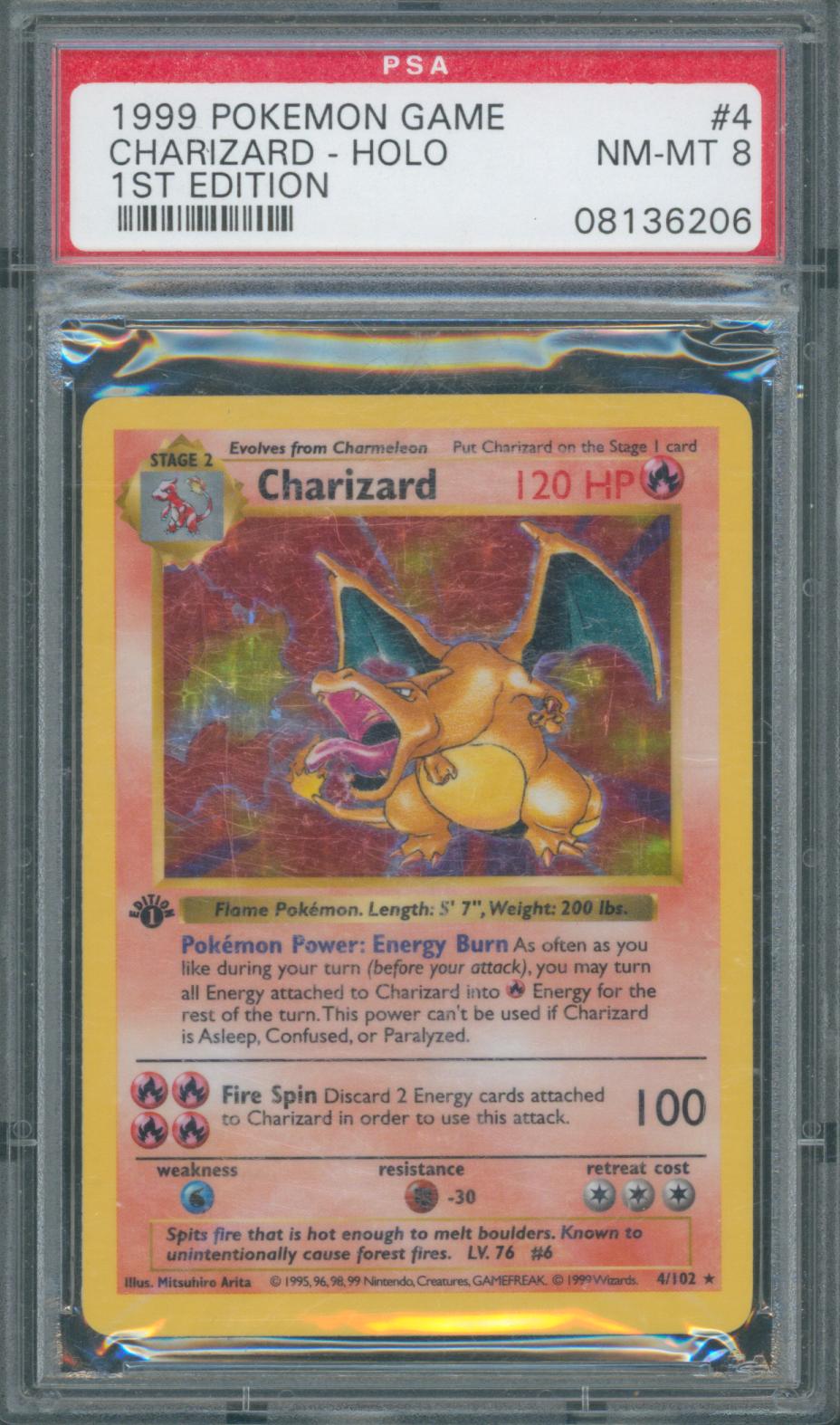 Charizard 1st Edition Shadowless PSA 8