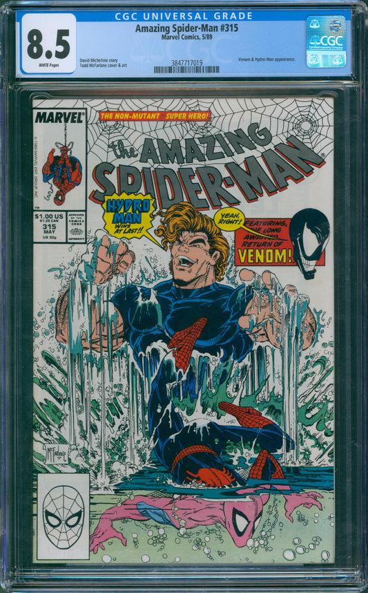 Amazing Spider-Man #315 Venom & Hydro-Man App. Mcfarlane Art &Cover