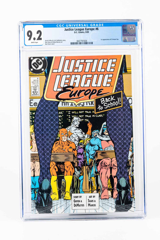 Justice League Europe #6 1st App. of Crimson Fox, Bart Sears Cover